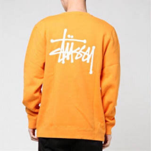 stussy メンズ　Logo Crew Sweat Orange