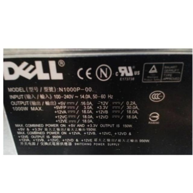 完動品 1000W DELL PC純正品 電源ユニット N1000P-00