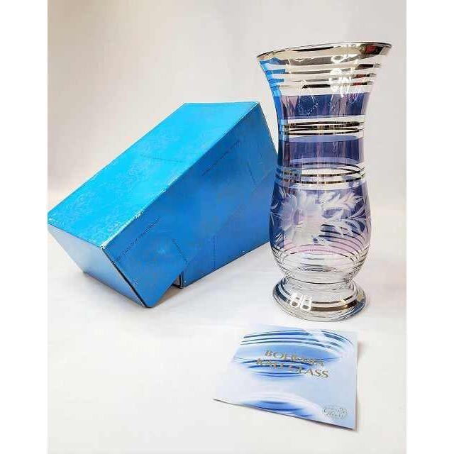 カリグラス　花瓶　美品　KALI GLASS　ボヘミア　共箱付き BL-7