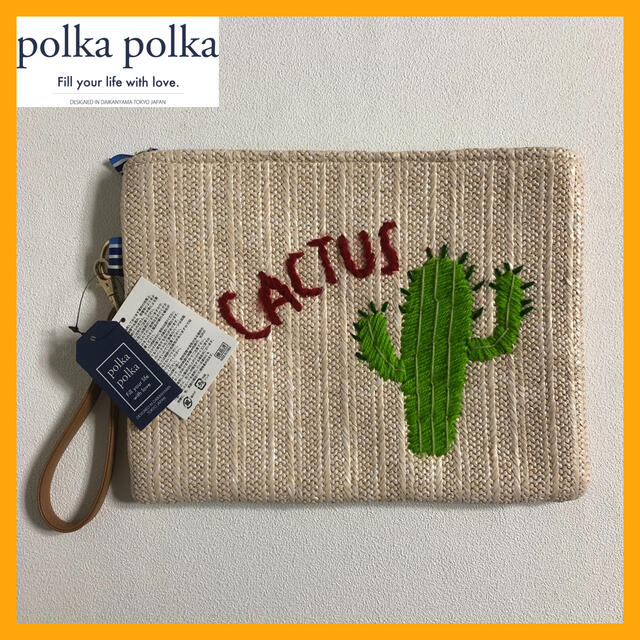 ◆新品未使用タグ付き◆ polka polka 雑材刺繍モチーフクラッチバッグ レディースのバッグ(クラッチバッグ)の商品写真