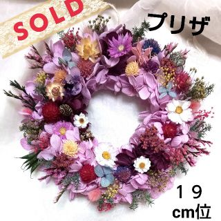 プリザーブドフラワーミニリース★１９Cm位★可愛い★ピンク　プレゼント　お花畑(リース)