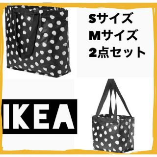 イケア(IKEA)のIKEA エコバッグ【S&M】イケア スクルッティグ S＋Mサイズ 水玉柄 2点(エコバッグ)