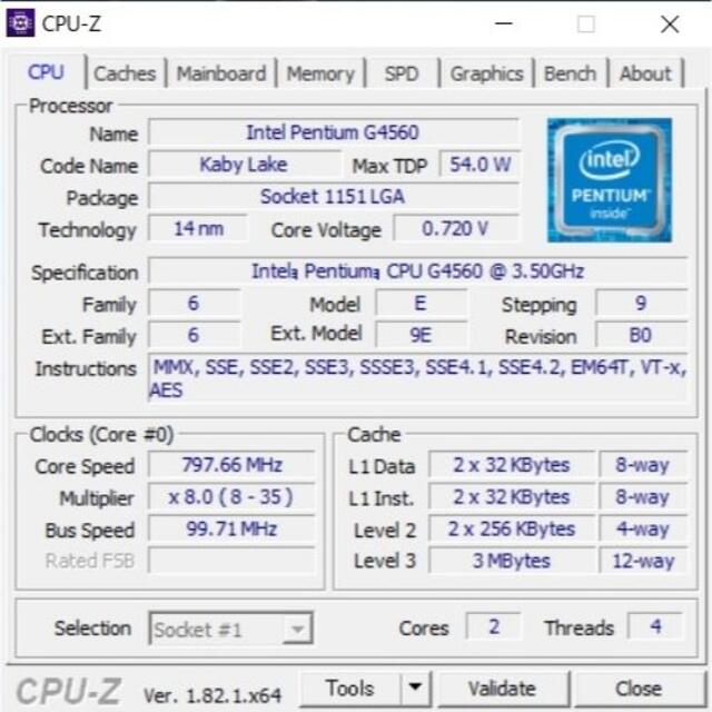 Intel Pentium G4560 2コア4スレッド 3.5GHz 2