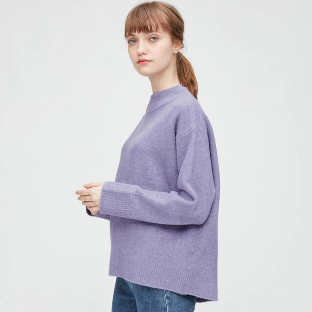 UNIQLO(ユニクロ)のユニクロ　スフレヤーンハイネックセーター　パープル　M レディースのトップス(ニット/セーター)の商品写真