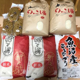 新米　新之助　ゆめぴりか(らんこし米) 魚沼産こしひかり　計19kg＋パスタ　(米/穀物)