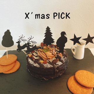 クリスマス ピック デコレーション ケーキ トッパー ラッピング 飾り(調理道具/製菓道具)