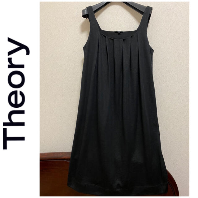 theory(セオリー)の最終特別値定価3.4万極美品セオリー☆秋冬物ブラックシルクワンピース レディースのワンピース(ひざ丈ワンピース)の商品写真