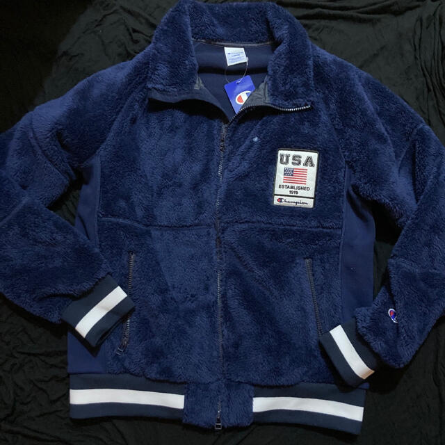 新品 チャンピオン Champion  紺 ボアジャケット L もふもふアウター