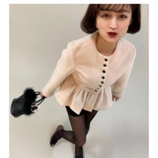 ロキエ(Lochie)の！"B"camel pepuramu cardigan -pink- Bibiy(カーディガン)