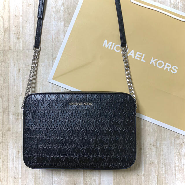 Michael Kors(マイケルコース)の新品未使用 マイケルコース ブラック レザー ボックス ロゴ ショルダーバッグ レディースのバッグ(ショルダーバッグ)の商品写真