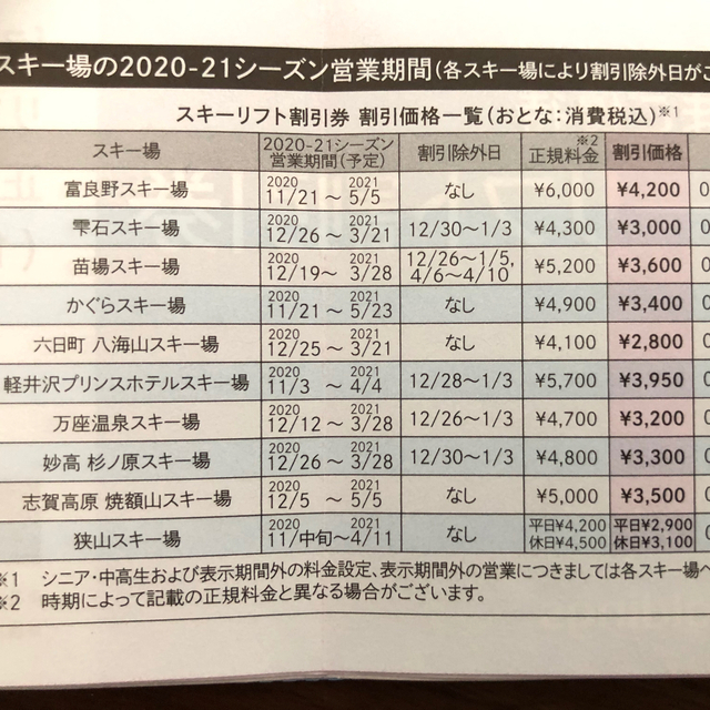 Prince(プリンス)の在庫はこれで最後 西武 スキー リフト 割引券 3枚 株主優待 苗場 軽井沢 チケットの施設利用券(スキー場)の商品写真