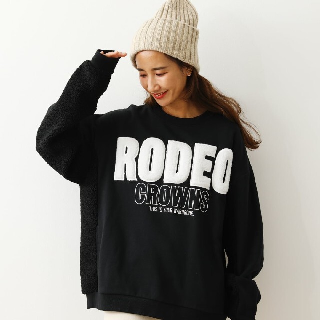 RODEO CROWNS WIDE BOWL(ロデオクラウンズワイドボウル)の着払いブラックRX レディースのトップス(トレーナー/スウェット)の商品写真