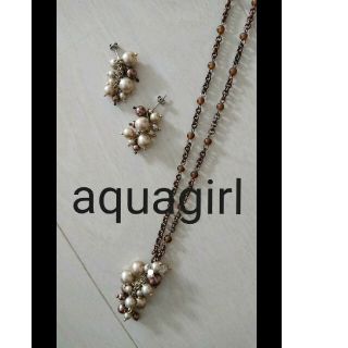 アクアガール(aquagirl)の美品☆アクアガール アンティークパールストーンネックレス ピアス セット(ネックレス)