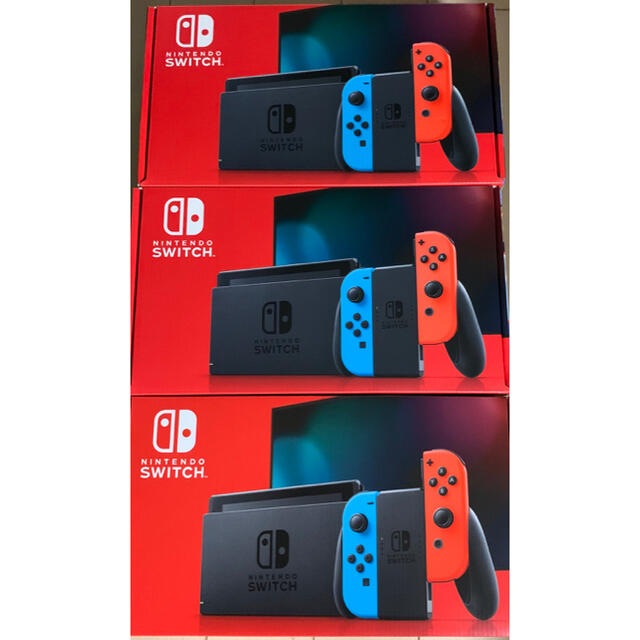 Nintendo Switch(ニンテンドースイッチ)の新型 ニンテンドースイッチ ネオンカラー 本体 3台 セット エンタメ/ホビーのゲームソフト/ゲーム機本体(家庭用ゲーム機本体)の商品写真