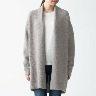 ムジルシリョウヒン(MUJI (無印良品))の新品》無印良品ヤクキャメル入りロングカーディガン／グレィッシュブラウン／Ｍ～Ｌ(カーディガン)