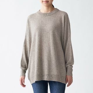 ムジルシリョウヒン(MUJI (無印良品))の■新品■ 無印良品 ヤク入りウールワイドチュニック／モカブラウン／Ｍ～Ｌ(ニット/セーター)