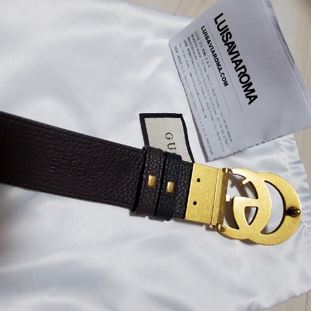高質で安価 GUCCI ダブルGバックル リバーシブル ベルト econet.bi
