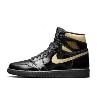 ナイキ(NIKE)のNIKE エアジョーダン1 AIRJORDAN ブラック　ゴールド　27.5(スニーカー)