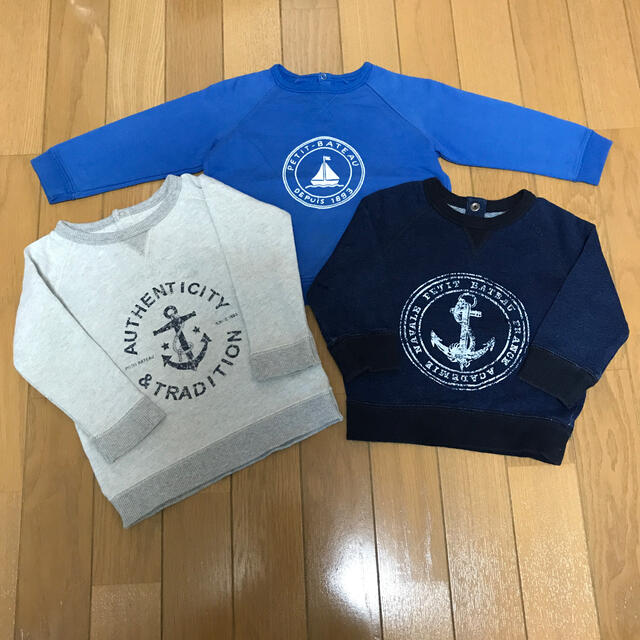 PETIT BATEAU(プチバトー)の【tomo♡様専用】プチバトー　トレーナー　３点セット キッズ/ベビー/マタニティのベビー服(~85cm)(トレーナー)の商品写真