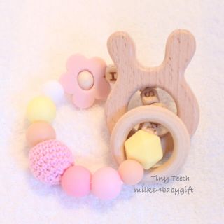 【歯固めジュエリー】歯固めブレスレット♡ピンク×イエロー(外出用品)