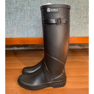 エーグル(AIGLE)のAIGLE レインブーツ 35 エーグル 長靴 22.5 黒 ブラック(レインブーツ/長靴)