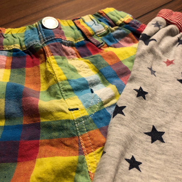 PETIT BATEAU(プチバトー)の2点　プチバトーパジャマズボン&チェック短パン キッズ/ベビー/マタニティのキッズ服男の子用(90cm~)(パジャマ)の商品写真