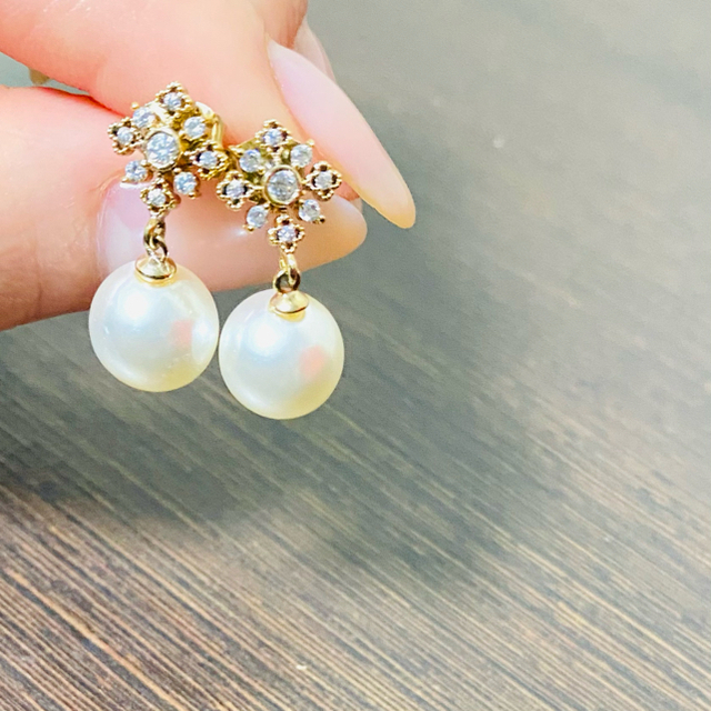 MIKIMOTO(ミキモト)の超美品3000円♡パール&結晶ピアス♡華やか揺れる♡シルバー レディースのアクセサリー(ピアス)の商品写真