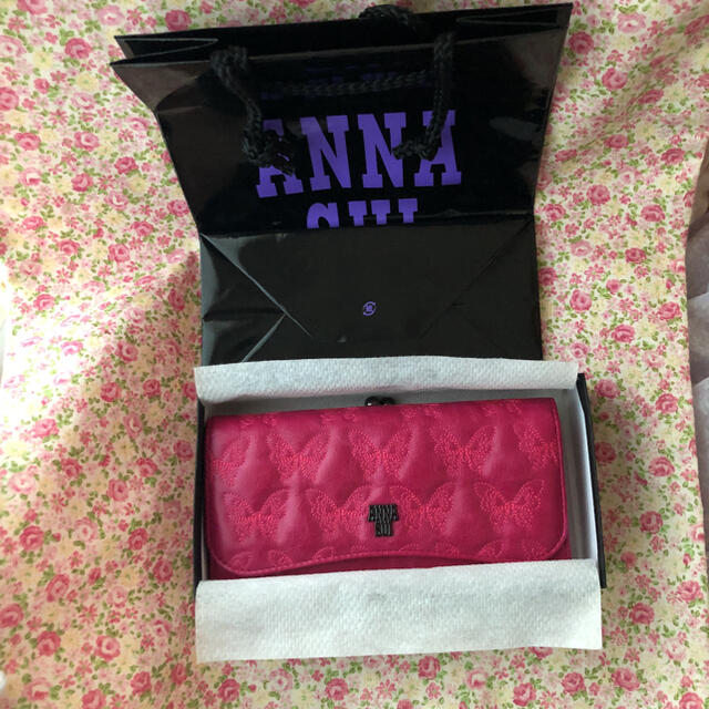 熱販売 がま口 ANNA SUI 長財布 SUI 花柄総柄バタフライ ANNA がま口