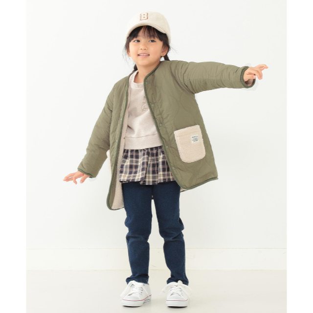 BEAMS BOY(ビームスボーイ)のぱふ⭐︎様専用　BEAMS mini リバーシブルノーカラーコート120 キッズ/ベビー/マタニティのキッズ服女の子用(90cm~)(コート)の商品写真