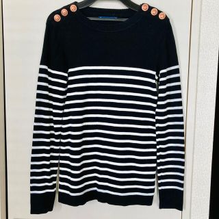 プチバトー(PETIT BATEAU)のPETIT BATEAU/肩ボタンコットンニットプルオーバー(ニット/セーター)