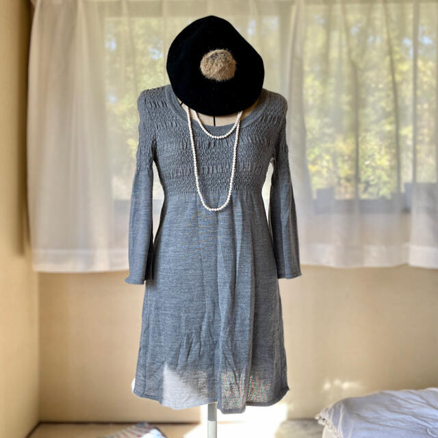 ANAYI ニットワンピース グレー サイズ38 ANAYI グレー ニットワンピース ANAYI - ANAYI アナイ ウールニット