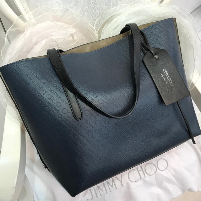 JIMMY CHOO(ジミーチュウ)の☆美品☆ジミーチュウ レザートートバッグ ロゴ バイカラー メンズのバッグ(トートバッグ)の商品写真