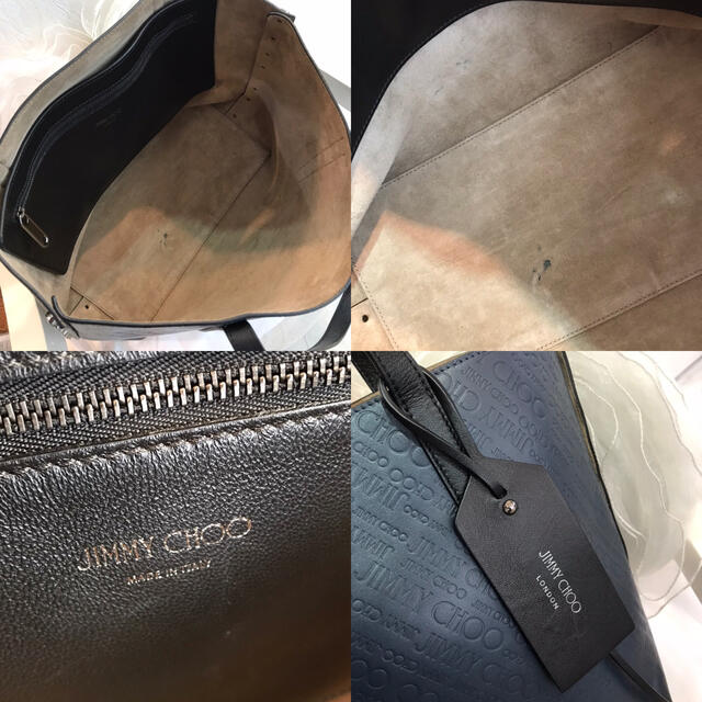 JIMMY CHOO(ジミーチュウ)の☆美品☆ジミーチュウ レザートートバッグ ロゴ バイカラー メンズのバッグ(トートバッグ)の商品写真