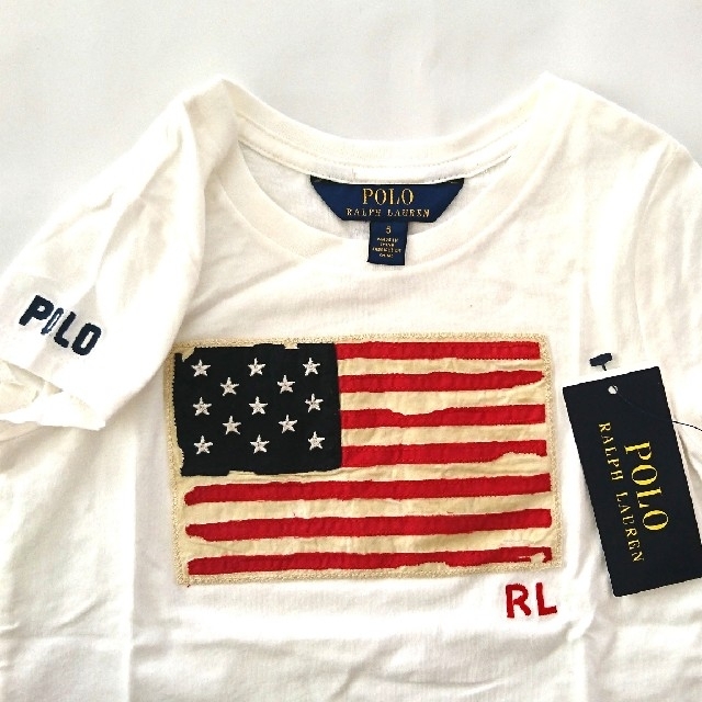 新品◇ポロラルフローレンキッズ◆星条旗Tシャツ◆USA◆半袖◆ホワイト◆ロゴ