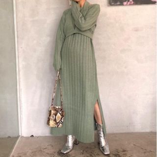 アメリヴィンテージ(Ameri VINTAGE)のAMERI ニットワンピースTAPE BUSTIER RIB LONG KNIT(ニット/セーター)