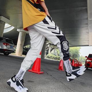 ストリートパンツ ジョガーパンツ 韓国 ストリート メンズ 白 Lの通販