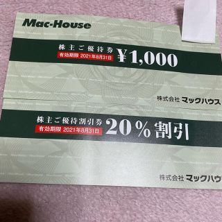 マックハウス(Mac-House)のマックハウス株主優待券(ショッピング)