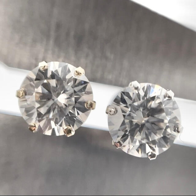 Pt900 モアサナイト ダイヤ ピアス 計2.0ct 一粒ダイヤピアス | www