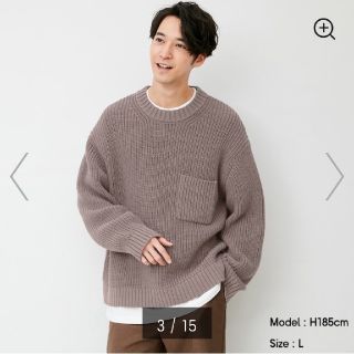 ジーユー(GU)の[美品] GU ﾛｰｹﾞｰｼﾞﾜｲﾄﾞﾌｨｯﾄｸﾙｰﾈｯｸｾｰﾀｰ XXL(ニット/セーター)