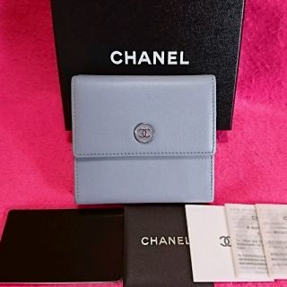 シャネル(CHANEL)の美品正規品【シャネル】Wホック財布*水色(財布)