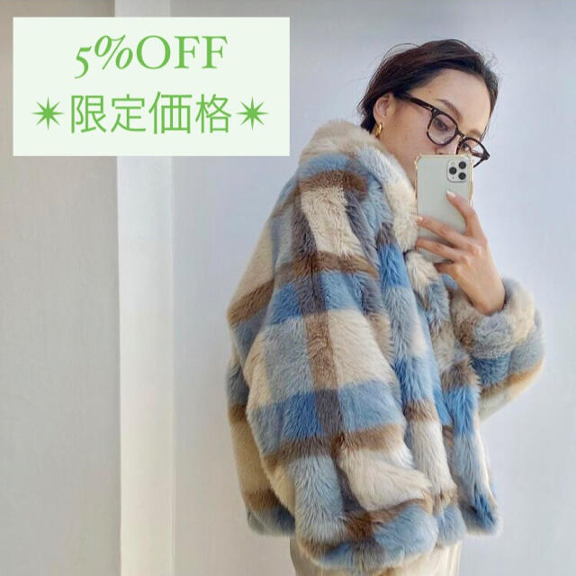 毛皮/ファーコート【限定価格】ECOファーショートCollarコート CHECK シールームリン