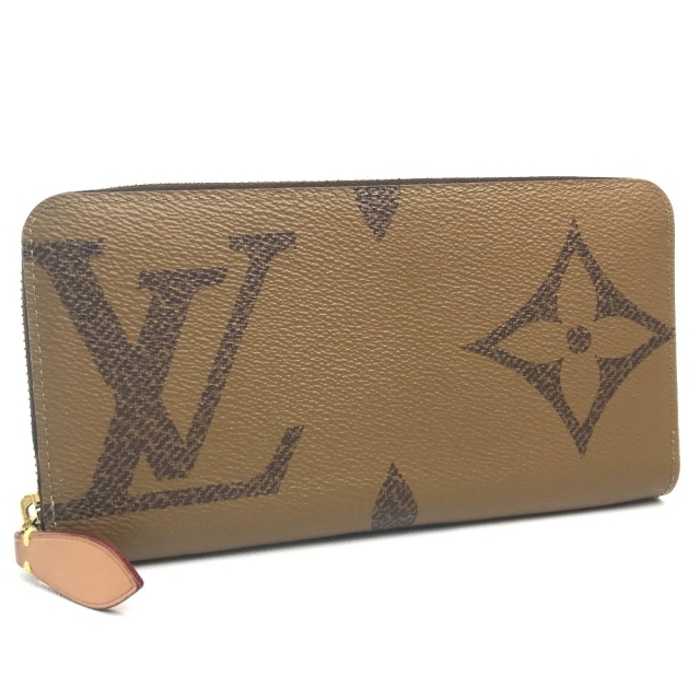 財布ルイヴィトン LOUIS VUITTON ジッピーウォレット M67687 モノグラムジャイアント 長財布 モノグラムリバースキャンバス ブラウン ブラウン 美品