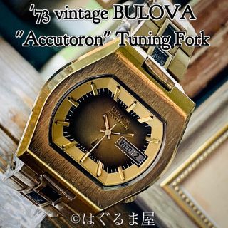 ブローバ(Bulova)の'73 Vint. ブローバ アキュトロン 音叉時計 動作確認済 ゴールドケース(腕時計(アナログ))