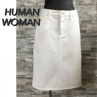 ヒューマンウーマン(HUMAN WOMAN)の◆HUMAN WOMAN(ヒューマンウーマン)ホワイトデニムスカート(ひざ丈スカート)