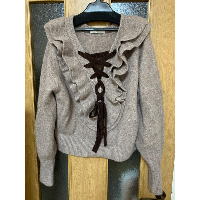 42裾巾Her lip to♡Lace Up Wool-blend Pullover