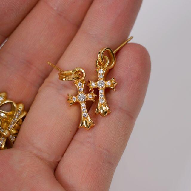サマーセール35%オフ 22K クロス ピアス 片耳 刻印あり22K ゴールド