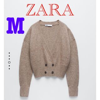 ザラ(ZARA)の【新品・未使用】ボタン留めダブルブレスト仕様ニットカーディガン(カーディガン)