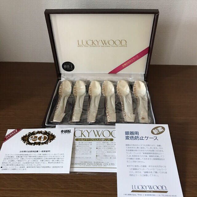 ラッキーウッド 20μ 洋白銀 ティースプーン 6pcs ラッキーウッド 20μ 洋白銀 ティースプーン 6pcs