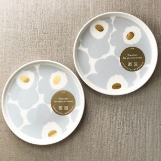 マリメッコ(marimekko)のマリメッコ　グレー　ゴールド　プレート　13.5cm(食器)