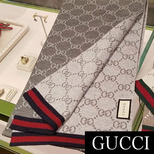 Gucci(グッチ)の新品【GUCCI】 リバーシブル ユニセックス ギフト用  グレー アイボリー メンズのファッション小物(マフラー)の商品写真